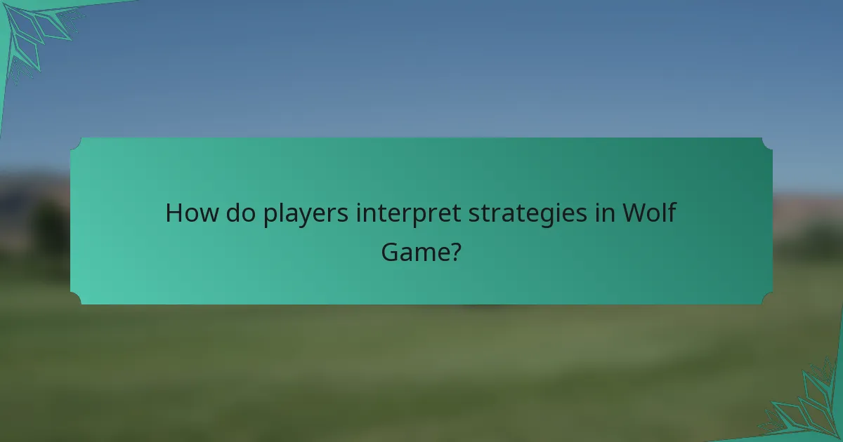 How do players interpret strategies in Wolf Game?
